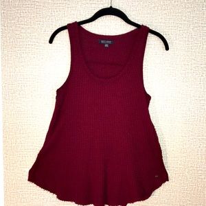 AE Soft Sexy Waffle Swing Tank Raw Hem Wine sz S
